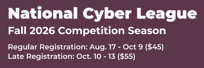 National Cyber League Fall 2026 Season